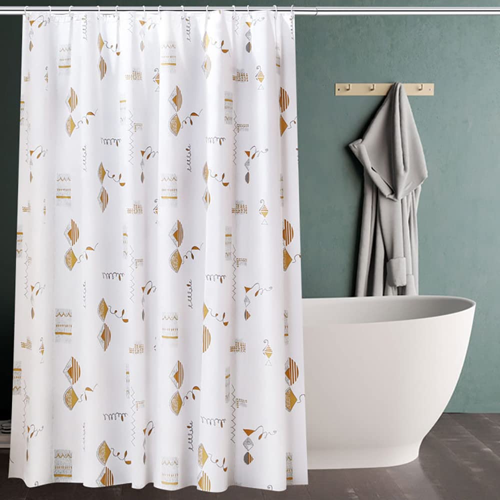 Rideau De Douche PEVA 200x240 Cm - Imperméable, Anti-Moisissure - Motif Feuilles Vertes - Avec 12 Crochets