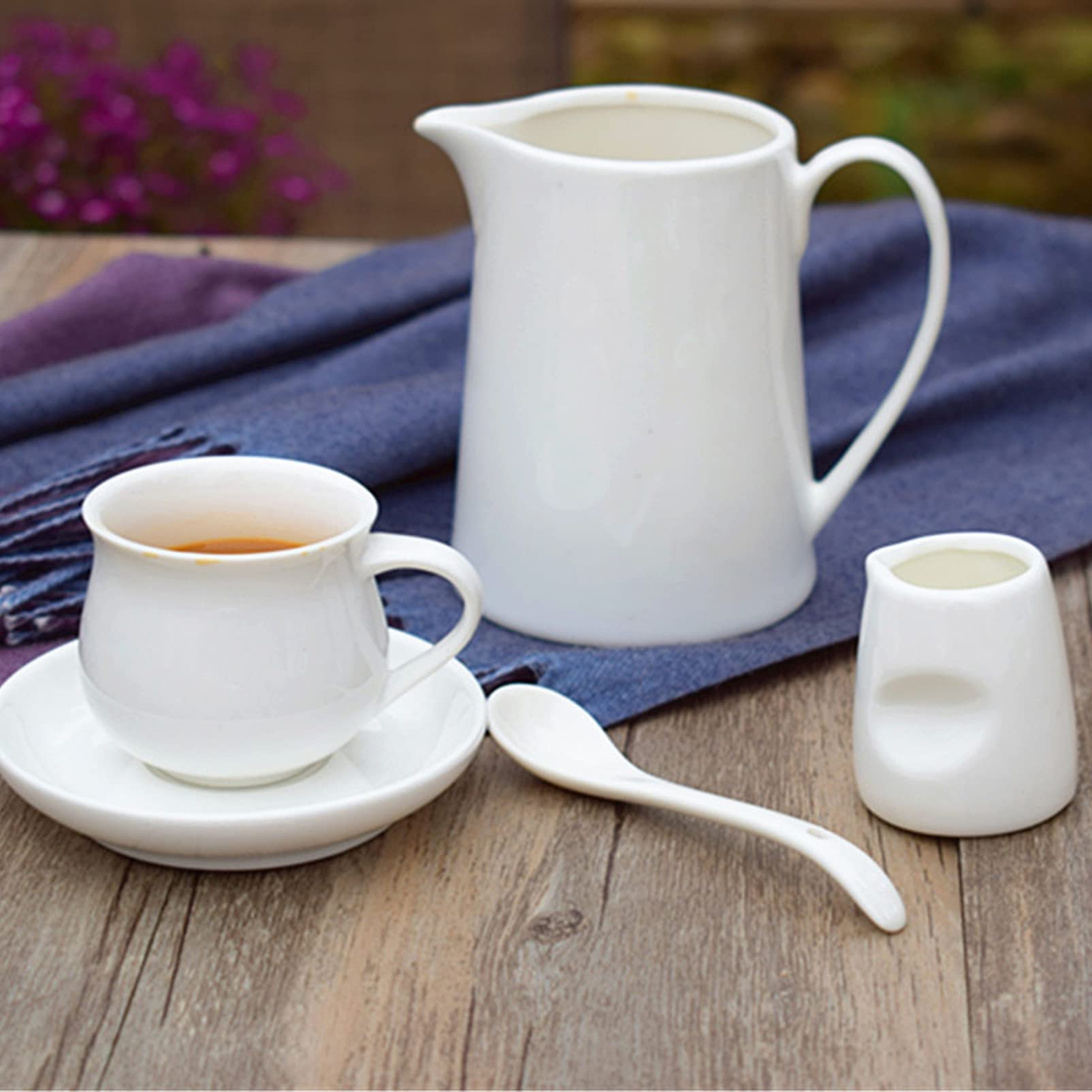 Skanka Keramik-Milchkännchen, Keramikcreme -Krug, Keramik -Creamer -Krug mit Griff Sirup Pitcher Krug Kaffee Milch Honey Pitcher Milch Sirup Server Sauce Tasse for Küchencafés Restaurants Weiß weiß