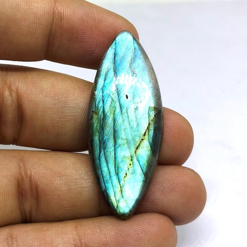Labradorite véritable taillée en marquise, gemme de collection pure - 2