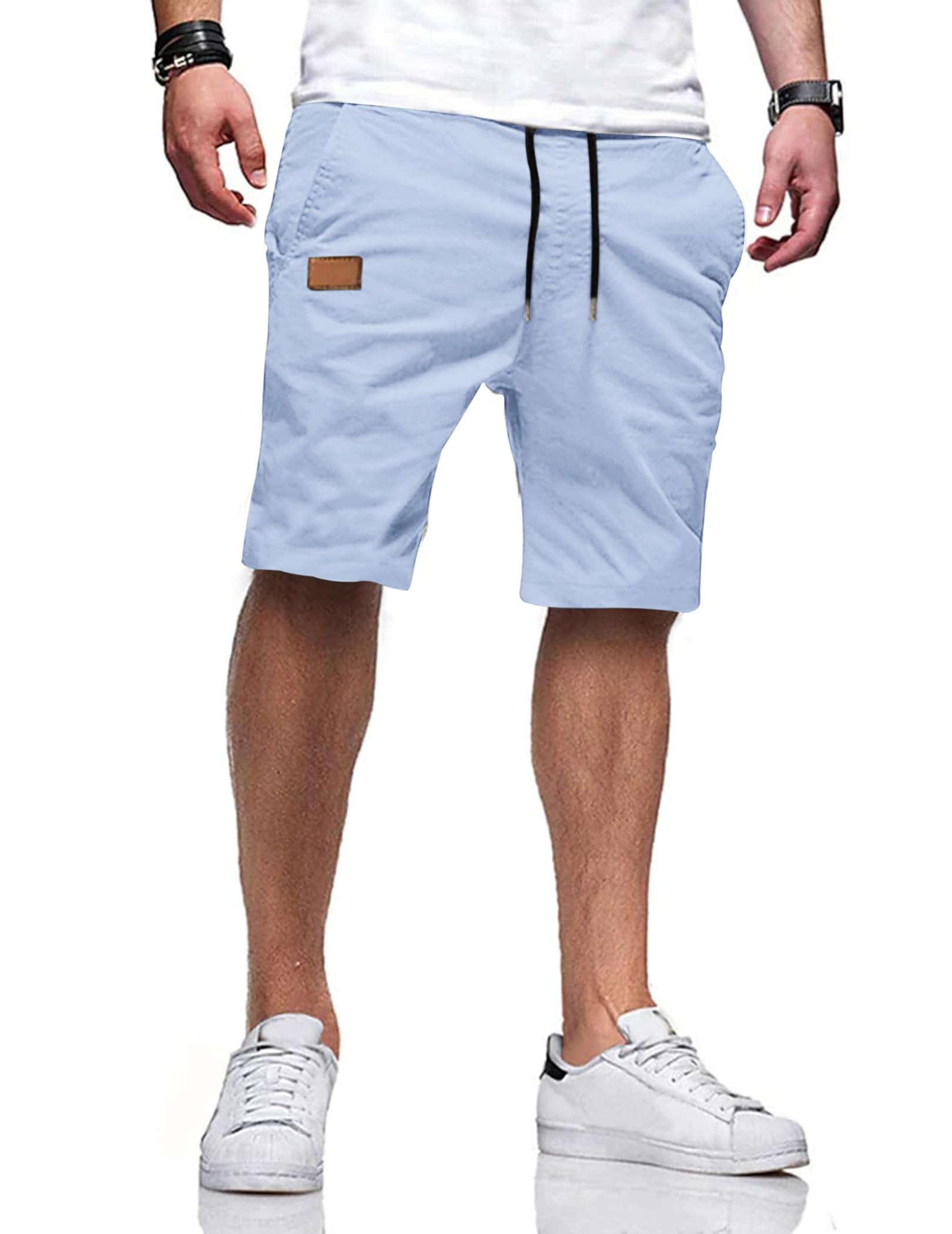 TARAINYA Pantaloncini Uomo Cotone Estivi Casual con Tasche Leggero Coulisse Regular Fit