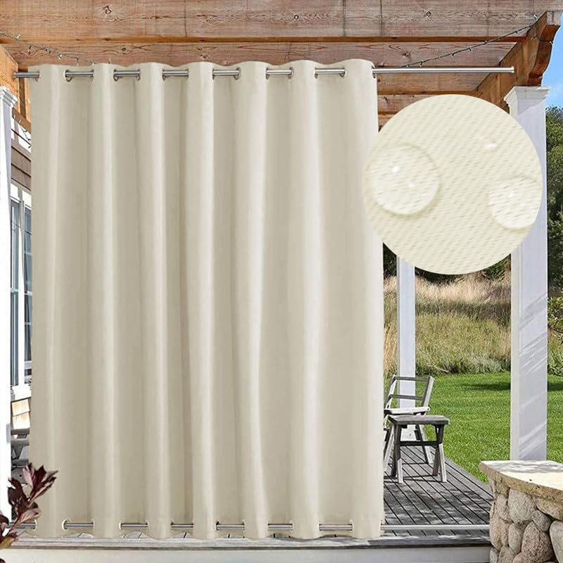 Tenda per esterni impermeabile e antivento con occhielli nella parte superiore e inferiore, protezione solare e oscurante per gazebo e giardino, 1 pezzo, Beige, L254xA183cm