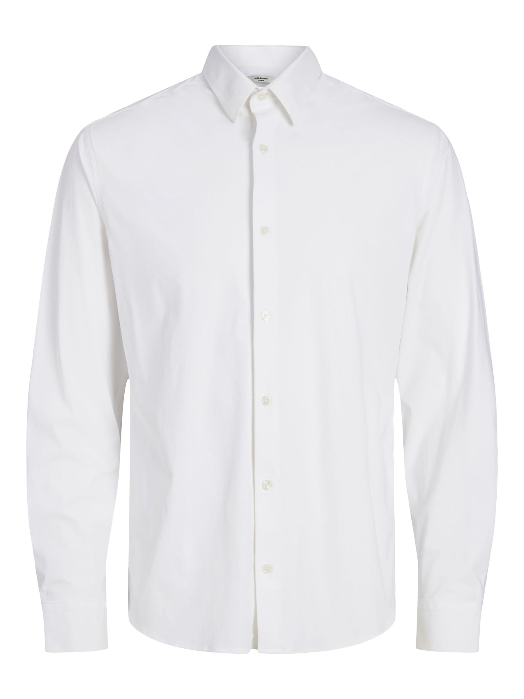 JACK & JONES Jprblaactive Stretch Shirt L/S Sn, White/fit: Slim fit., XS