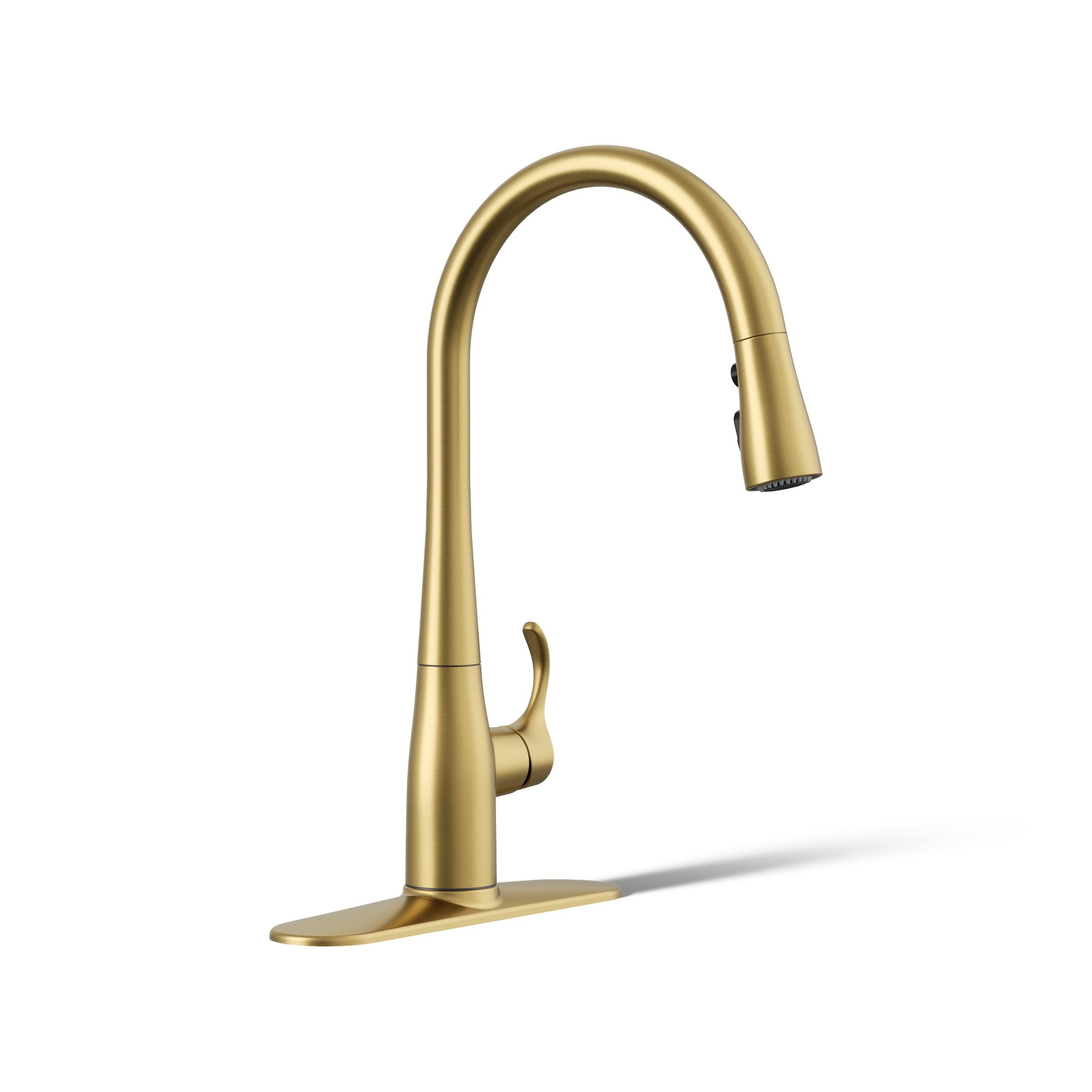 KOHLER Simplice Pull Down Kitchen Faucet, Vibrant Brushed Moderne Brass