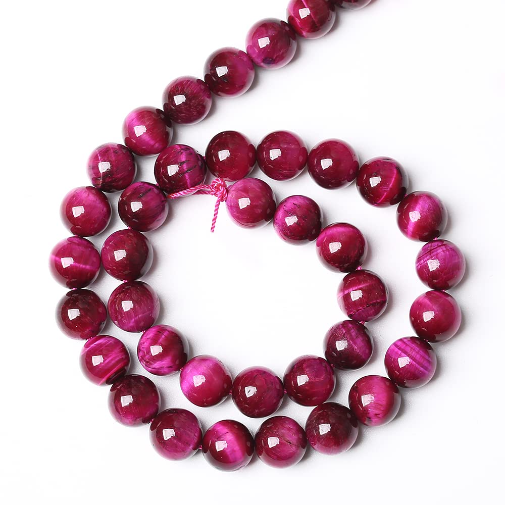 32 Stück 12 mm AAA Natürliche Rose-Rote Tigerauge-Achat-Steine, Runde Lose Perlen für Schmuckherstellung, Halbedelsteine, DIY-Armband, Halskette (Rose-Rotes Tigerauge-Stein, 12 mm)