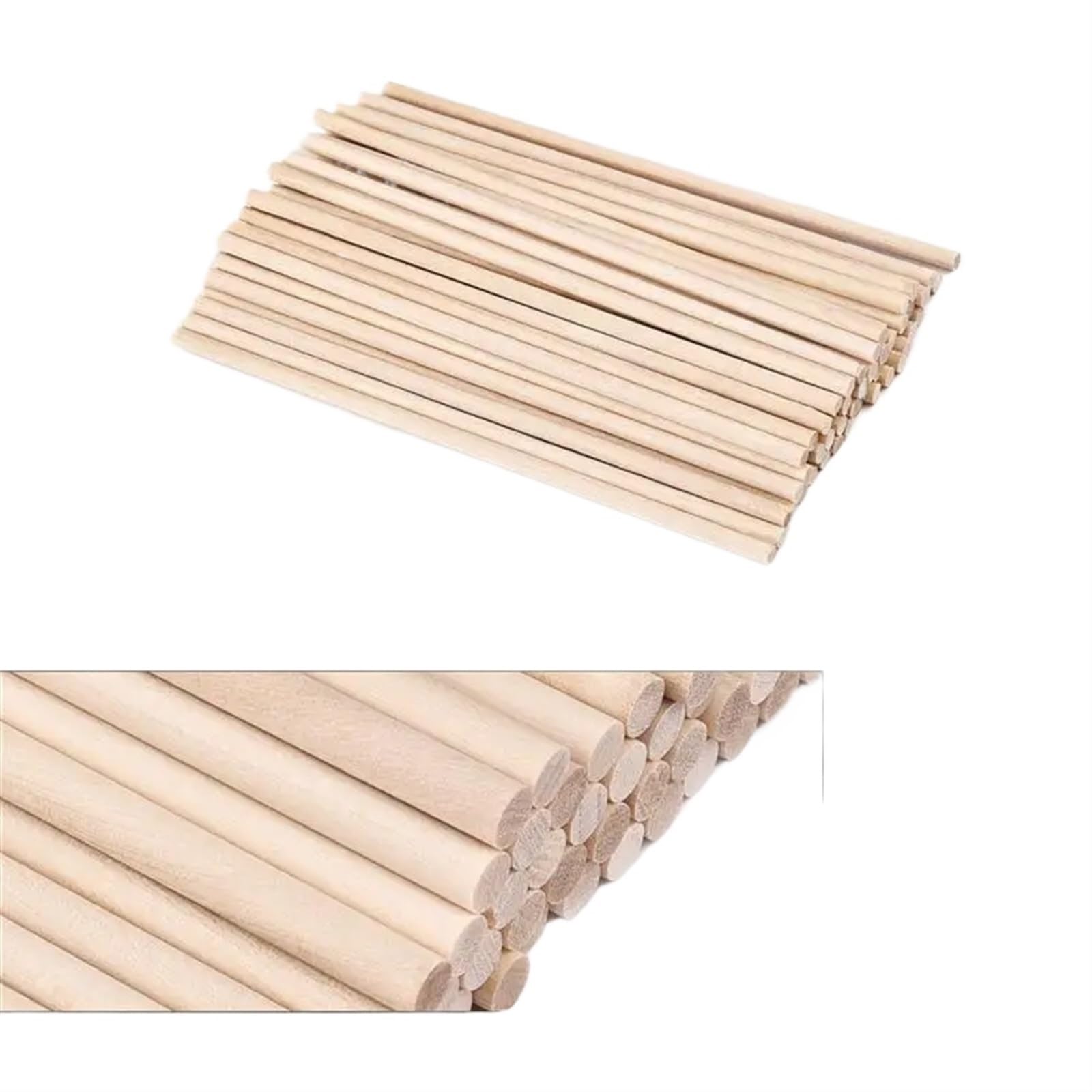 Weqyfdc One Color Craft Wooden Sticks Round Wooden Stick For Crafts Food Ice Lollies And Model Making Cake Dowel Diy Dowel Building Model Woodworking Tool(3X300mm 50 Pcs)