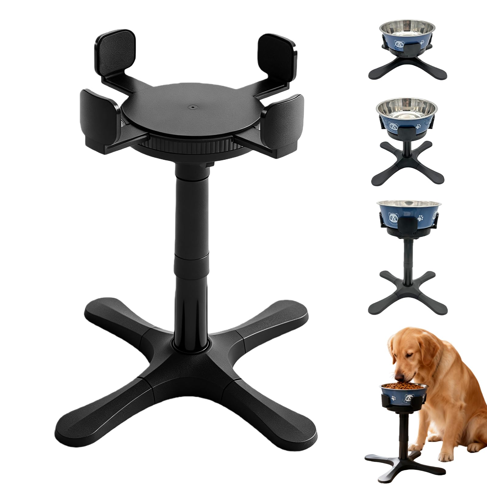 Support De Gamelle pour Chien, 3 Hauteurs Ajustables Porte Gamelles, Gamelle Chien Surélevées, pour Petits, Moyens Et Grands Chiens, Hauteur Et Largeur Réglables