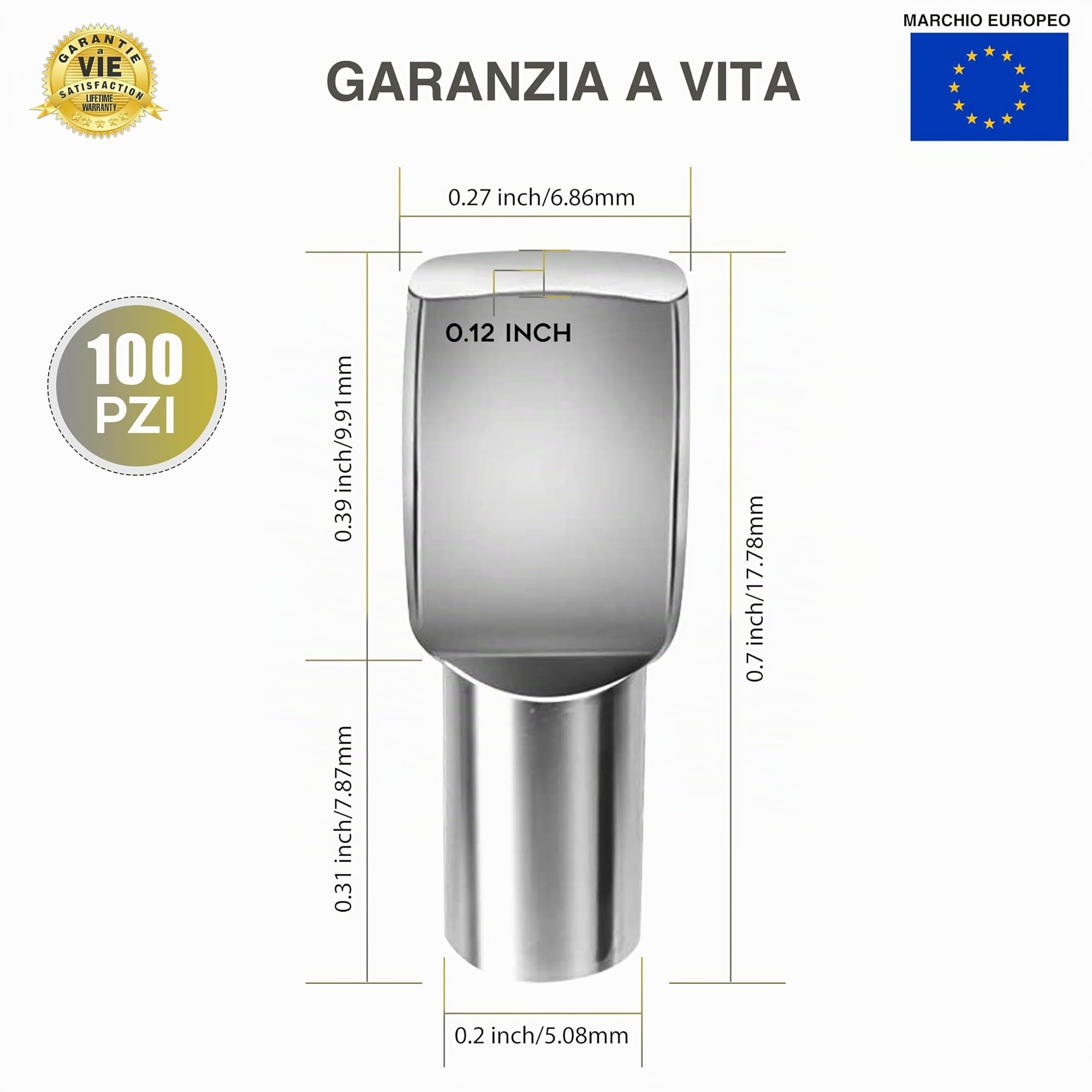 Perni di Supporto per Mensole e Scaffali -✮GARANZIA A VITA✮- Tasselli Metallici 5mm Reggi Mensola - Pioli per Mensola, Scaffalatura, Libreria, Mobili - Confezione da 100 con Valigetta