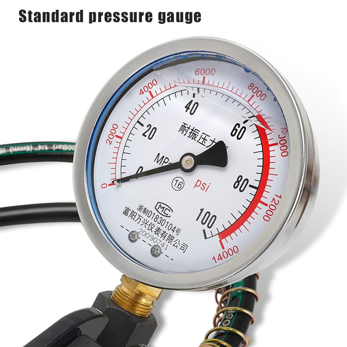 BASICM Doppeltwirkende Hydraulische Handpumpe Mit 2 X 1.8m-Schlauch Und Manometer, 700 Kg/m² (10.000 Psi) Und 3.000 cm³ Ölspeicher – Zur Verwendung Mit Verschiedenen Hydraulikwerkzeugen