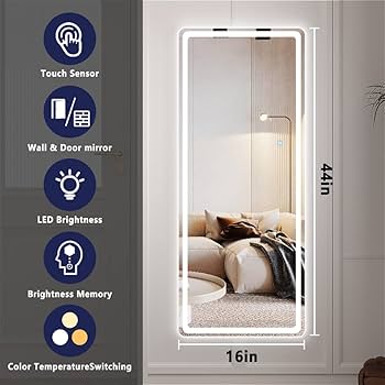 シンプル壁掛けミラ Amazon.com: Hasipu LED Door Mirror Full Length, 44.1