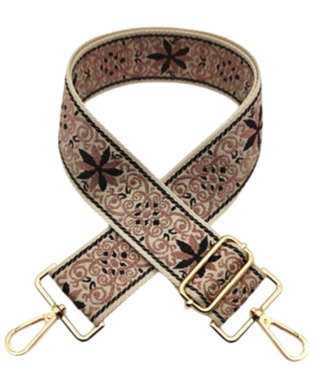 Purse Strap Star Flower Pattern Trendy Bag Strap Replacement Adjustable Jacquard Belt for Purse Crossbody Guitar CameraBags (Apricot)