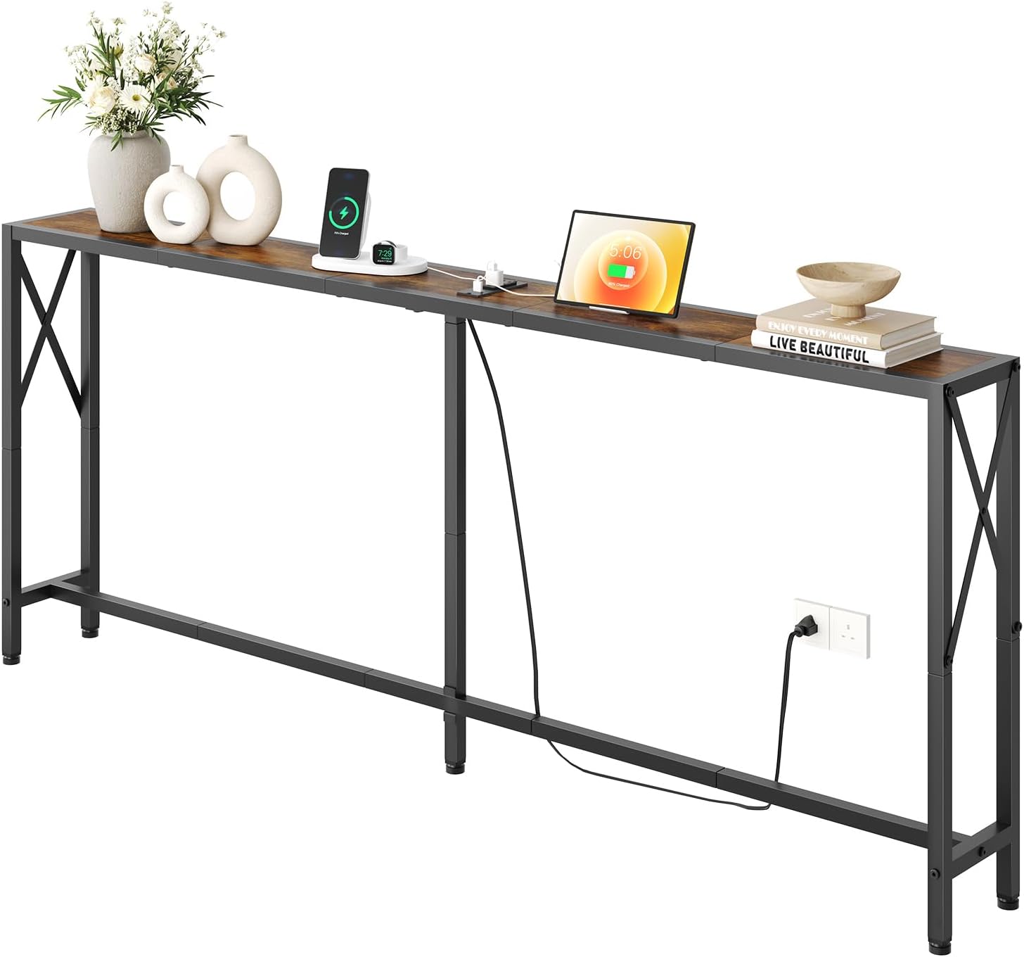 70 in Skinny Sofa Table Behind Couch