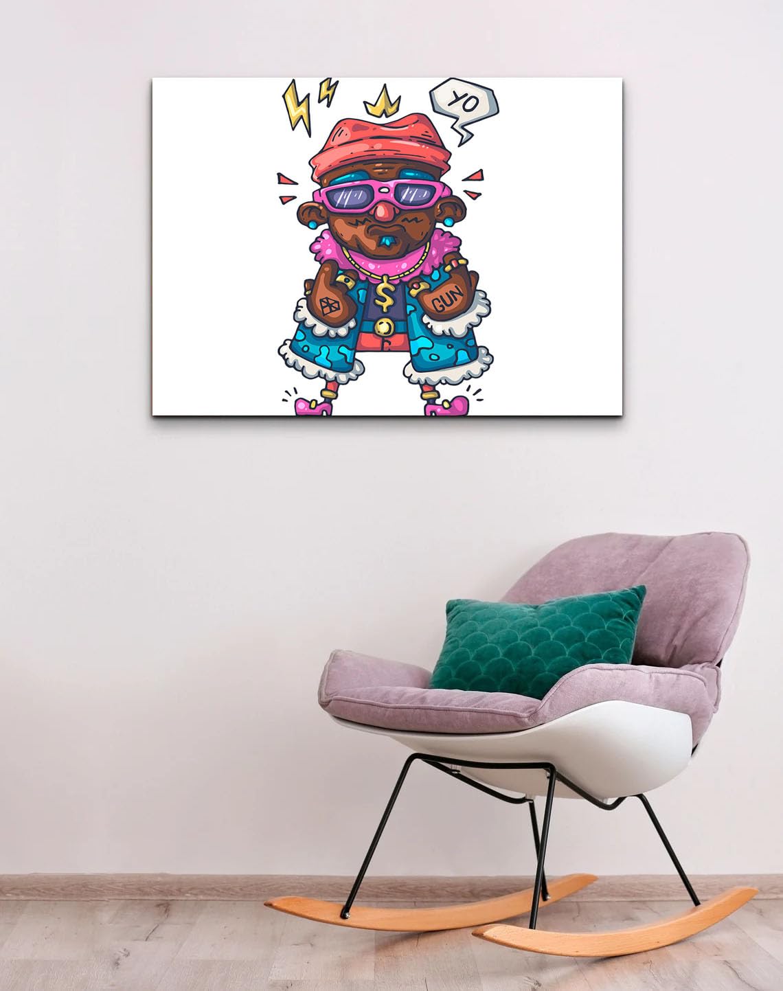 GADGETS WRAP Canvas Gallery Wrap Framed for Home Office Studio Living Room Decoration (22x14inch) - Yo Man Cartoon Illusration