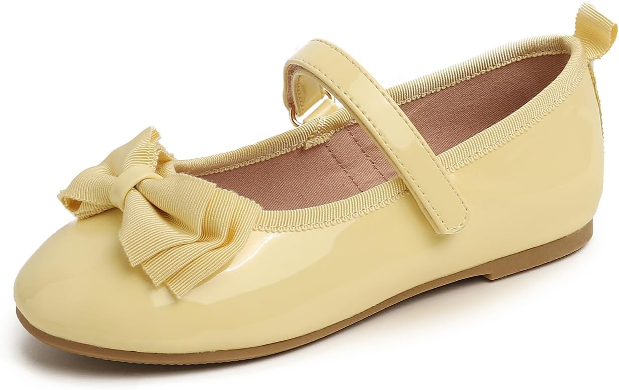 Yellow Patent Vegan Leather Bow Tie Loop Maryjane