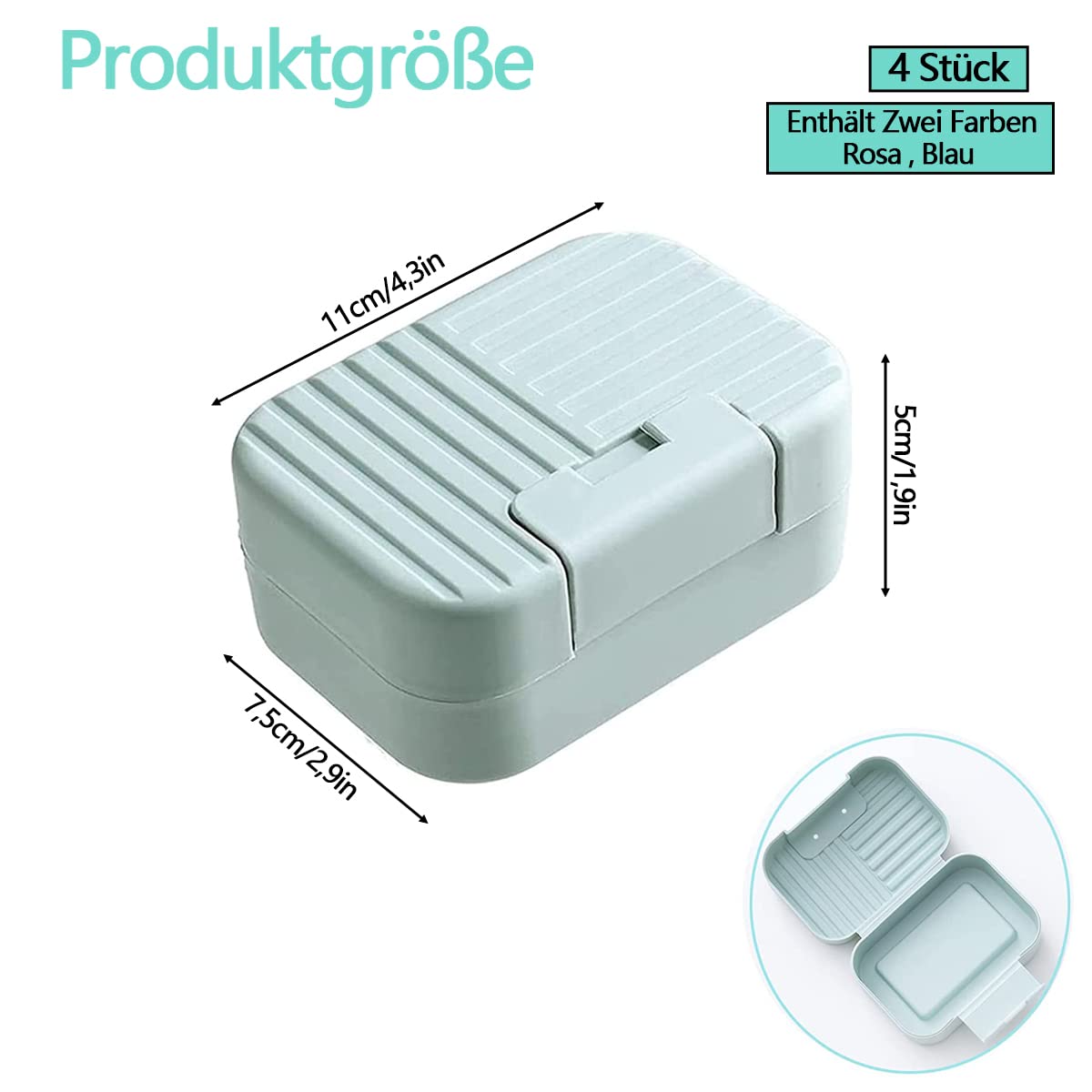 Set De 4 Boîtes à Savon Voyage - Design Bouton Pression, étanches Et Légères Pour Salle De Bain Ou Camping