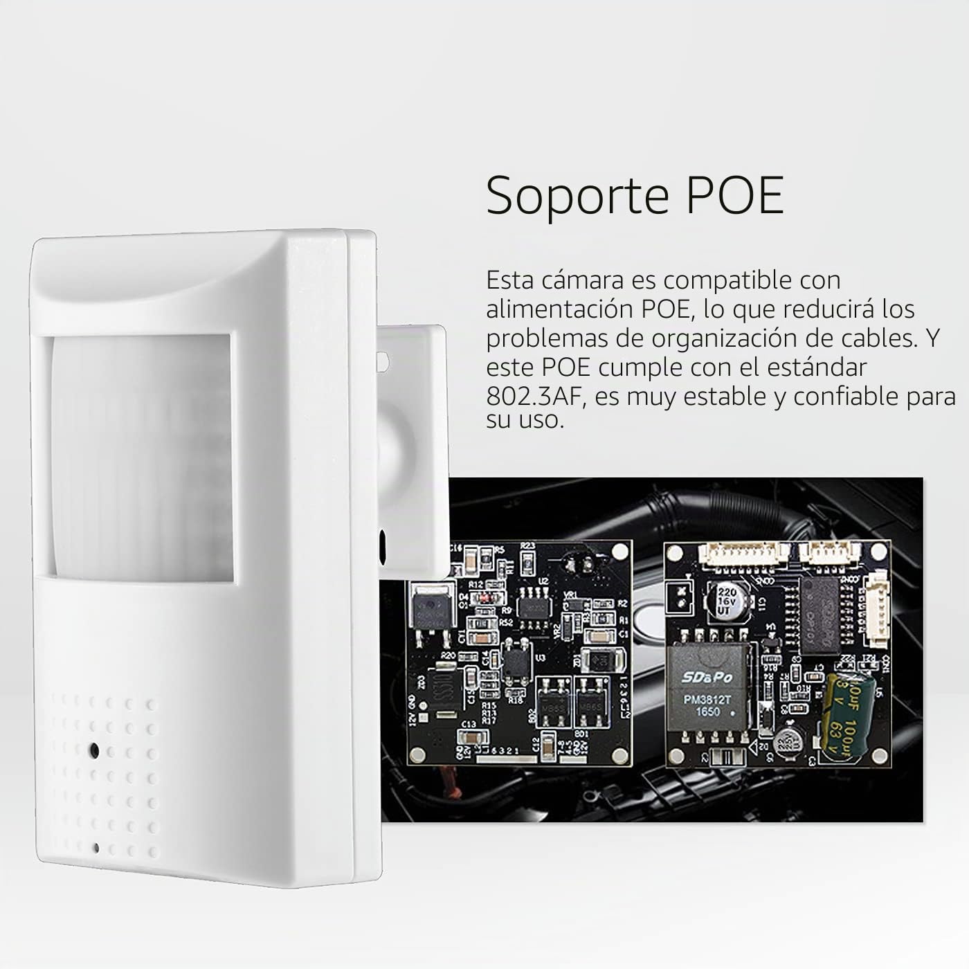 Revotech Interior IPIR Mini PoE 3MP IP Cámara de Seguridad con Audio, Lente de 3.7mm(80°FOV), 940nm Invisible Visión Nocturna LED Infrarrojo, Vista remota P2P Detección de Movimiento (IPIR-P-A-FHW)