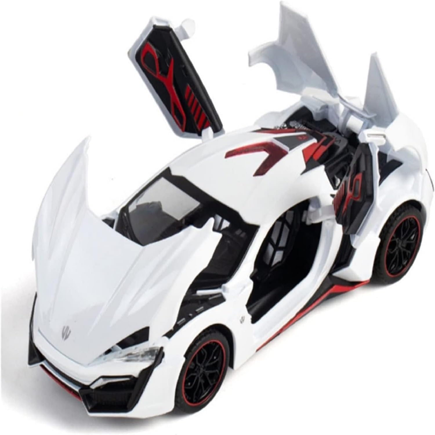 LYKAN HYPERSPORT Sport 1:24 Big Size Diecast Scale Model Alloy Metal Pull Back Toy car for Kids with Openable Doors & Light, Music Toy Vehicle for Kids - Colors as Per Stock (White)