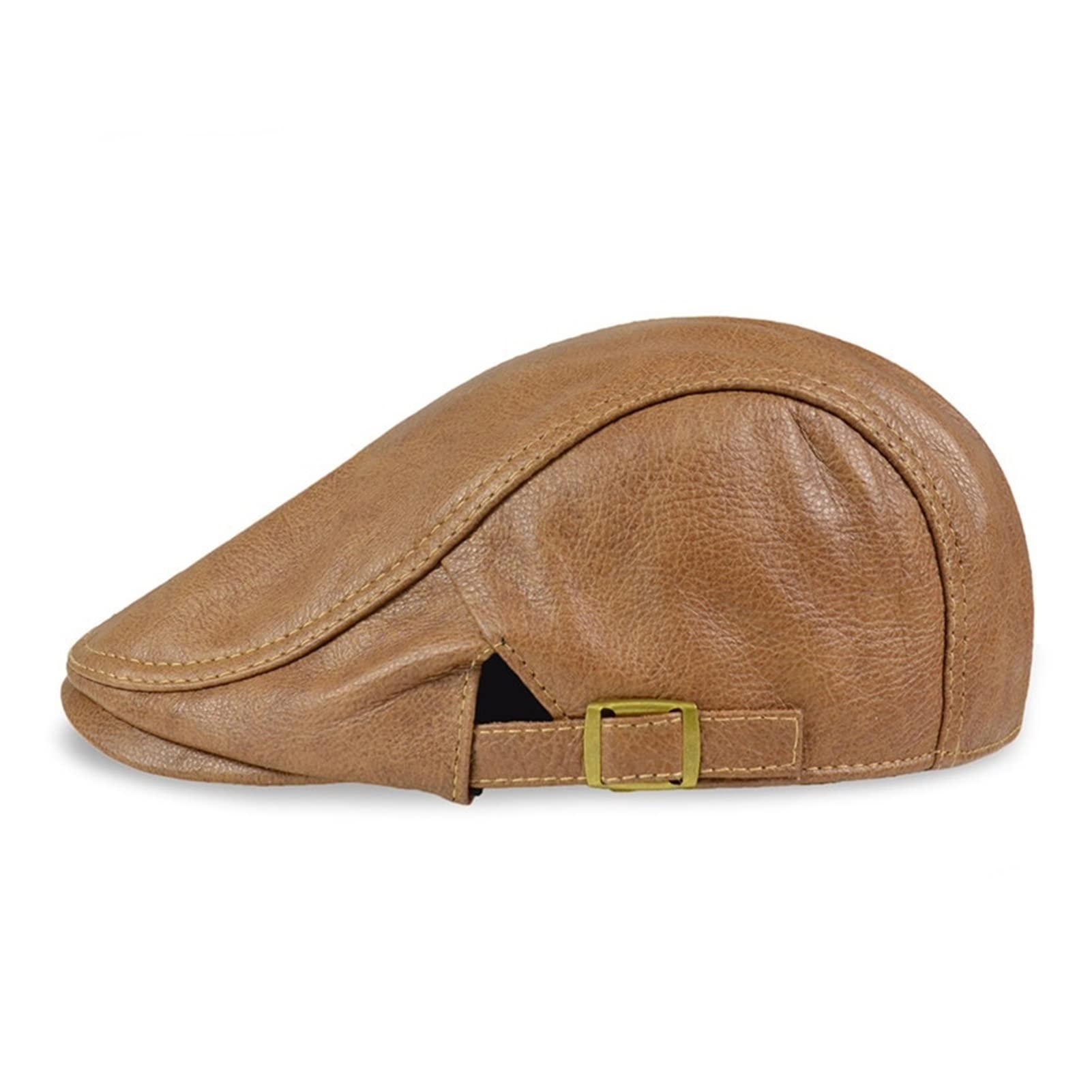 Mężczyźni Prawdziwej Skóry Newsboy Hat Capgatsby Płaskie Golf Cabbie Baker Beret Retro Brand New Men's Baseball Cap