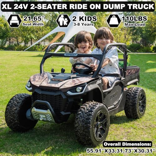 Image of NEWQIDA 2 Seater Kids UTV 24V Ride on Toy for Kids 3-8 Side by Side, Black