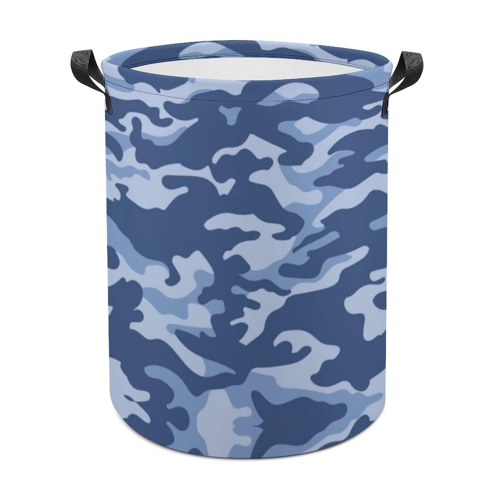 MHYRAC Laundry Hamper, Blue Camouflage Laundry Basket, Washing Basket with Handle