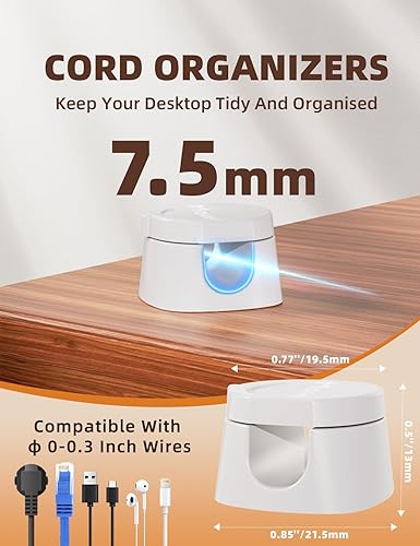 Miniatura 3 de Maveek Paquete de 9 clips para cables, soporte para cables de carga, gestión de cables de cierre magnético, clip de alambre giratorio de 360 para