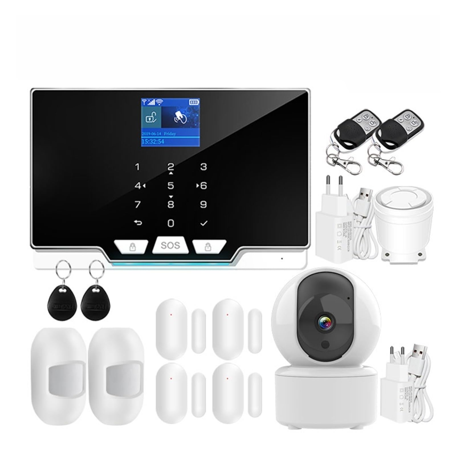 Nessun Canone Mensile Di allarme GSM Tastiera touch RFID 433 MHz Rilevatore wireless Controllo APP Allarme di sicurezza antifurto domestico(2G Version Option E)