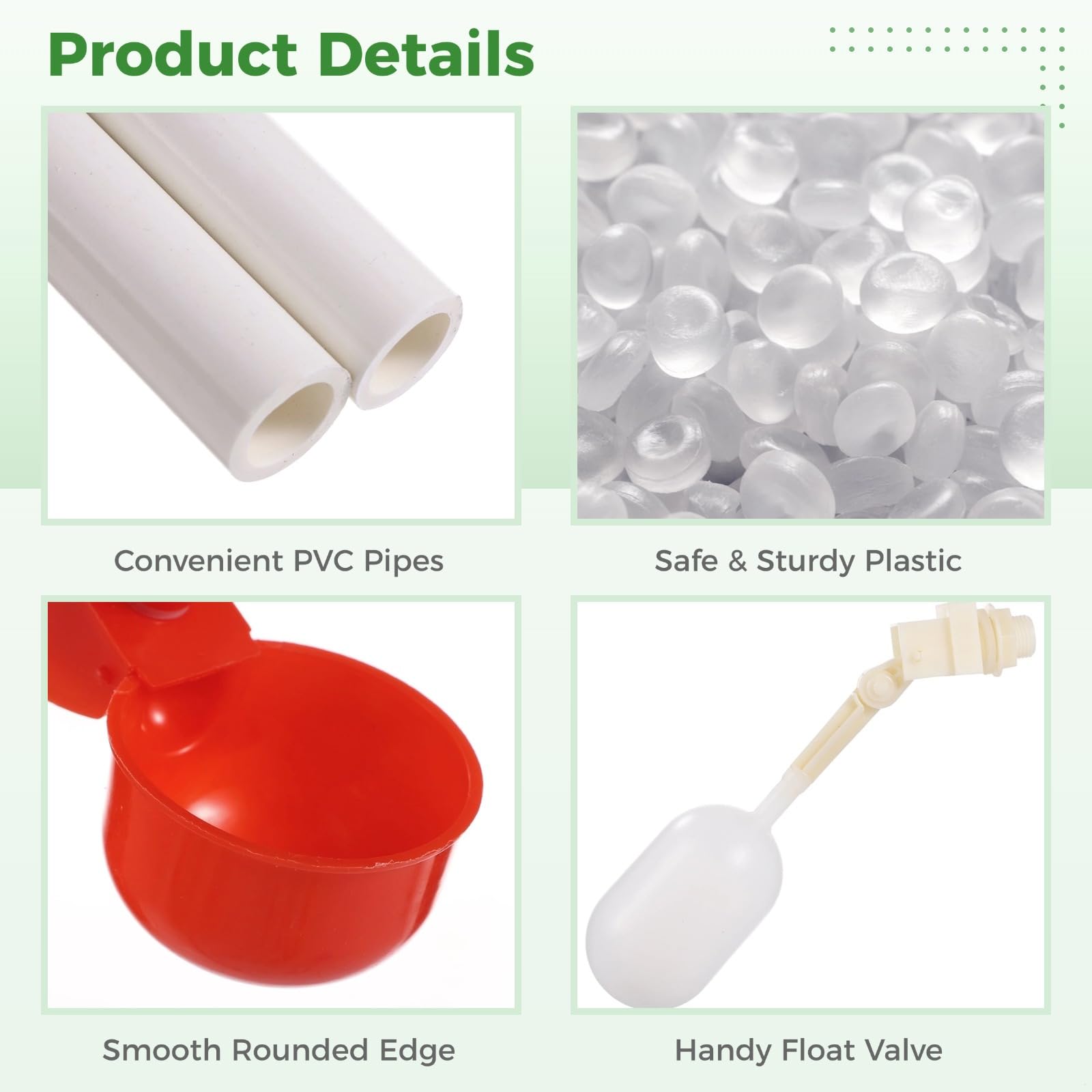 Sistema di irrigazione automatico per polli, kit completo con tubo in PVC, tubi da giardino, coppa dell'acqua a prova di perdite, valvola galleggiante