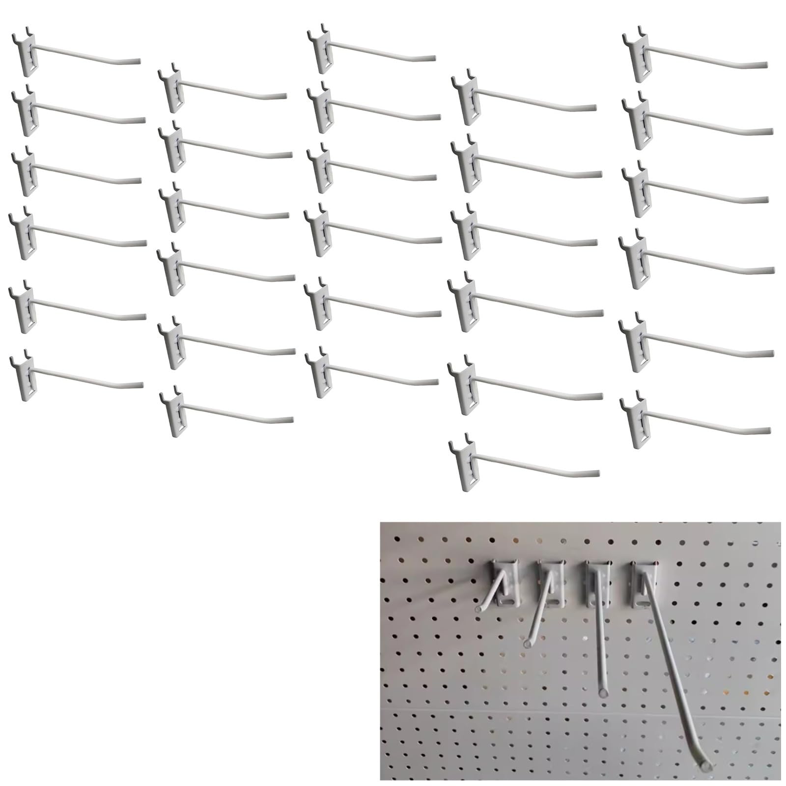 Wall panel hooks, 30Pcs 4/6 /8/10 Inch Slatwall Panel Hooks, Heavy Duty Slat Wall Hanging Display Hooks Pegboard Metal Hanger Hook for Gridwall Garage Shop Retail(10cm/3.94in)