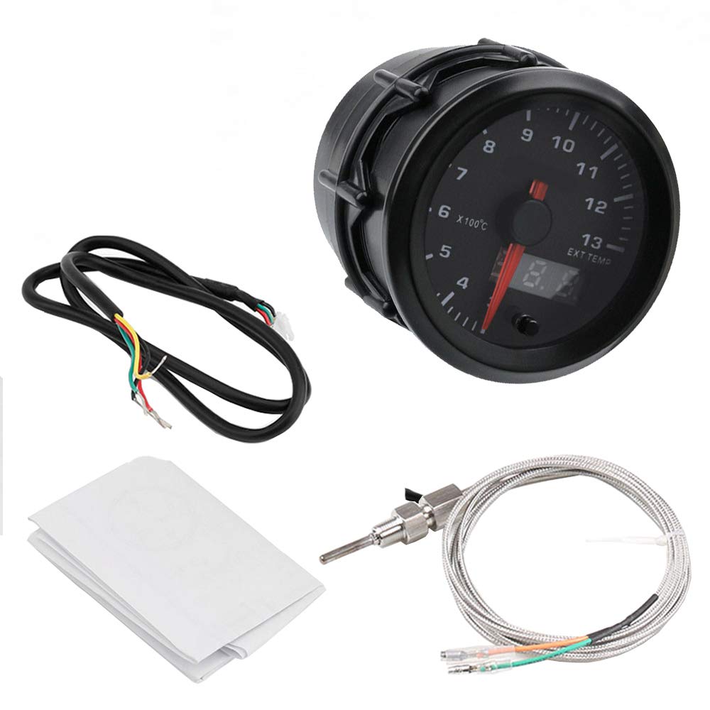 52mm pointeur de Moteur dvoiture kit jauge de température gaz d'échappement Indicateur Lumineux LED 7 Couleurs Cadran Numérique Double d'affichage