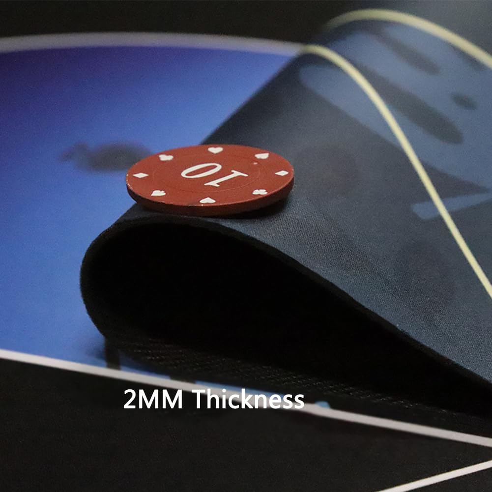 Maty do pokera, Mata do pokera Texas Hold'em dla maksymalnie 6 graczy, układ maty stołu pokerowego z torbą przechowywania gier pokerowych(Black 10 Players,1.2 x 0.6 M)