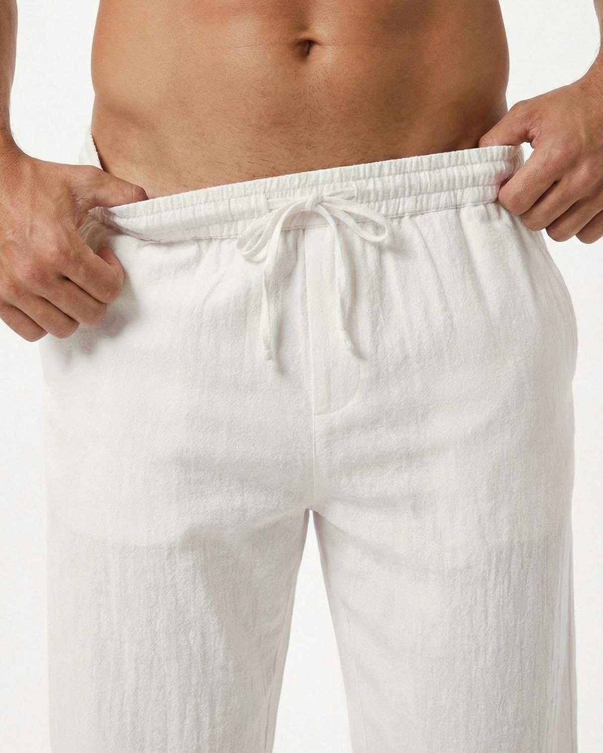 Zylioo Pantaloni alti in lino con cavallo da 83,8 cm/88,9 cm, pantaloni extra lunghi da uomo, pantaloni estivi a gamba larga, leggeri e casual