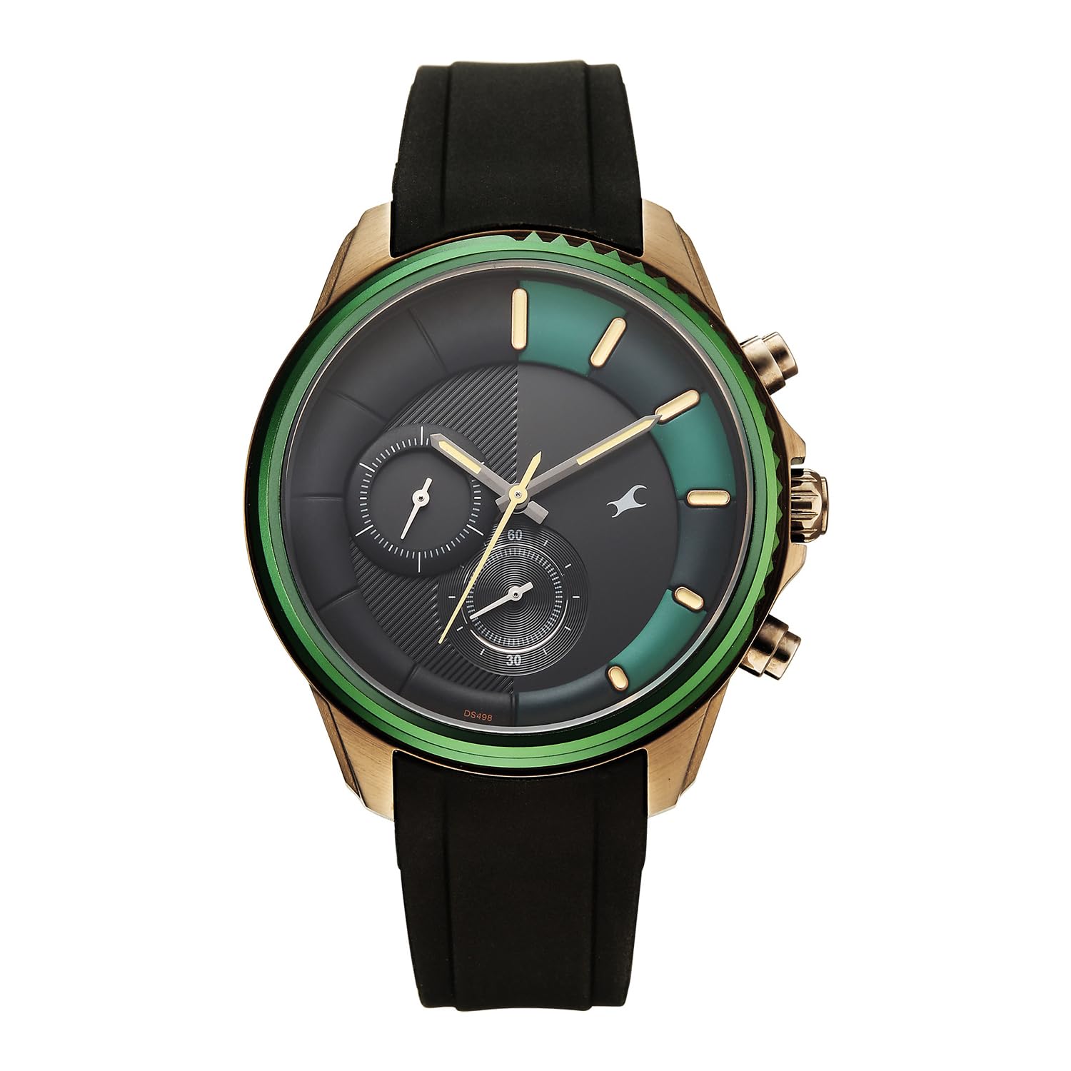 Fastrack Wild Chameleons Back Inspired Bezel with Black and Green Dial Black Silicon Strap Watch for Men - 3337KP01-image-31