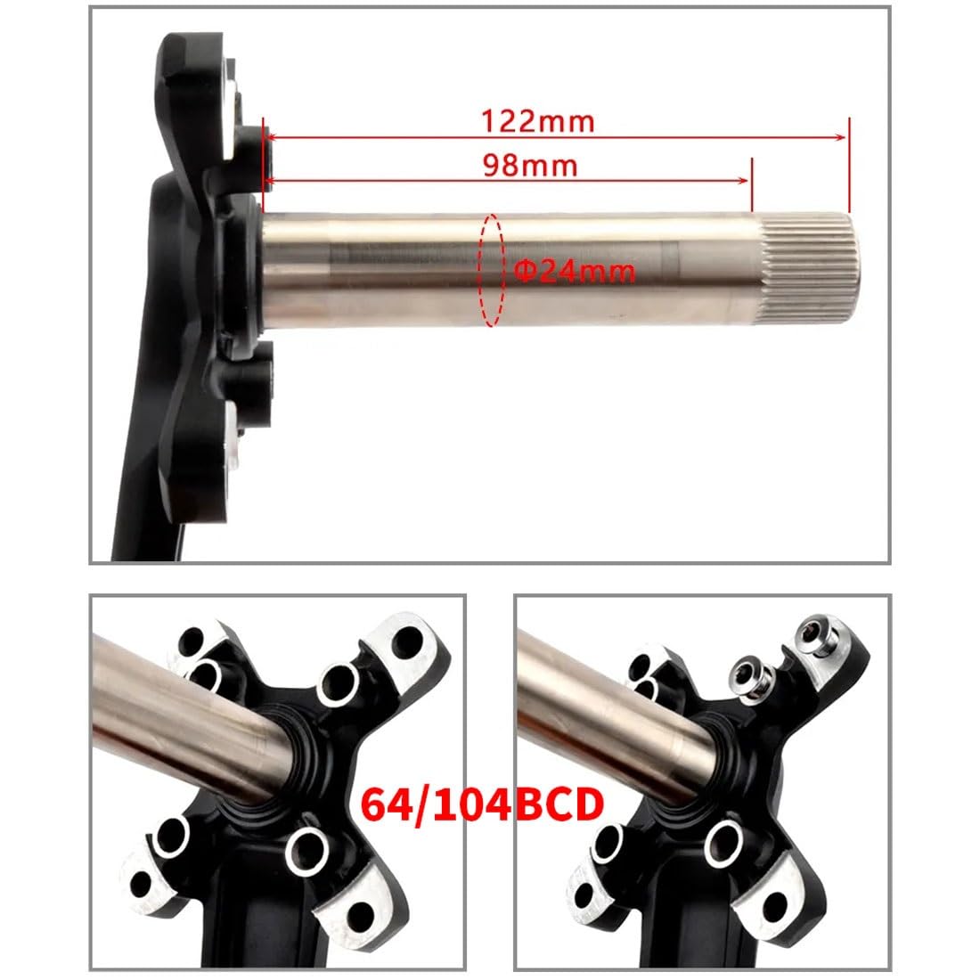 64/104BCD zestaw ramion korbowych do roweru górskiego 170 mm/175 mm MTB zestaw korbowy ze stopu aluminium (rozmiar: 175 mm)