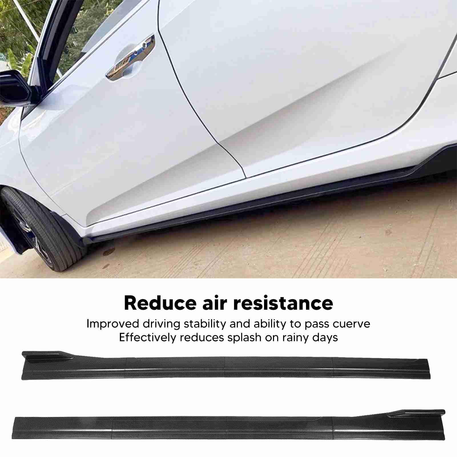 Jupe Lat¨¦rale de Voiture en Fiber de Carbone, 200X11cm, Type 4 Sections, S¨¦parateur de Jupe Lat¨¦rale Gauche Droite, Voitures Universelles