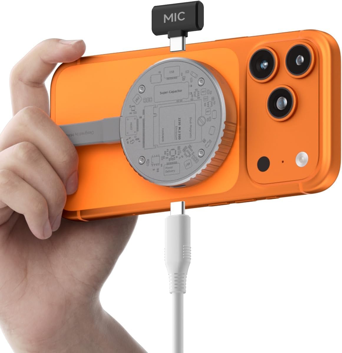 Magnetic M.2 2230 NVMe SSD Enclosure with MagSafe for iPhone 17 16 15 Pro Max ProRes, USB C 3.2 Gen2 10Gbps to NVMe PCI-E Adapter, Aluminum External SSD Case for MacBook, iPad Pro, Android S25