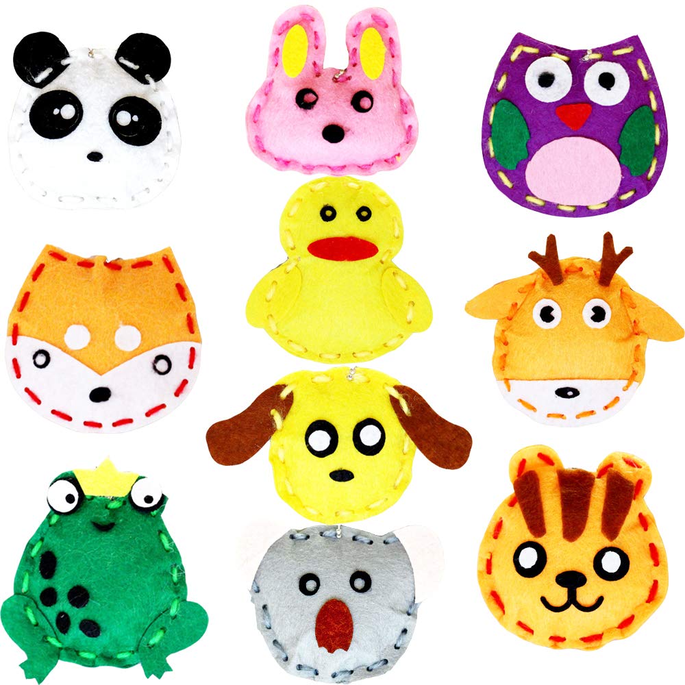 10 PCS Animals Sewing Craft Kit Felt Animal DIY Craft Sewing Kit for Girls and Boys Educational Sewing Kit for Kids (10 pcs Animals)