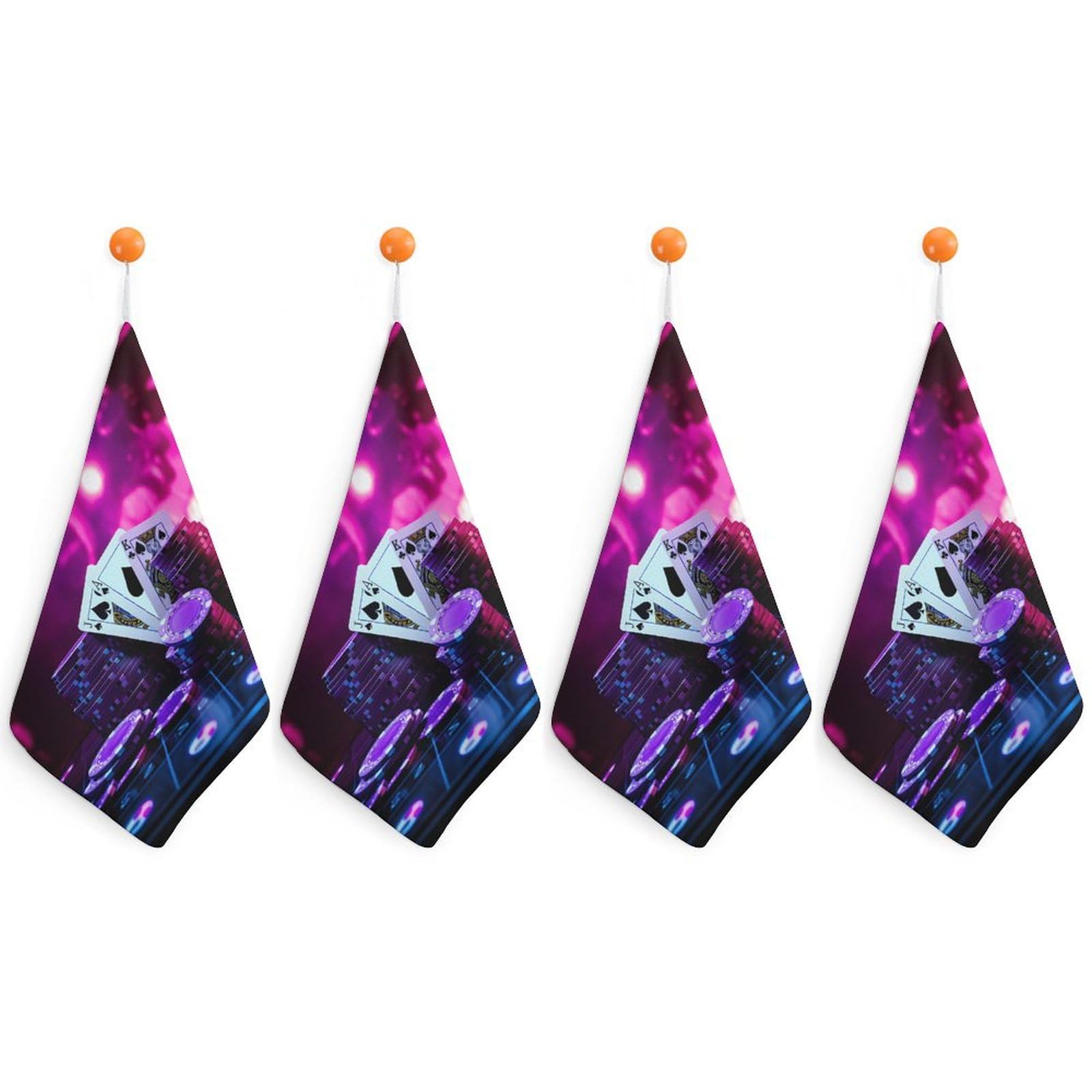 TXFBTRFSA Playing Cards Dice And Chips Abstract Art Casino Hand Towels with Hanging Loop Kitchen Towel Handkerchiefs Cleaning Cloths