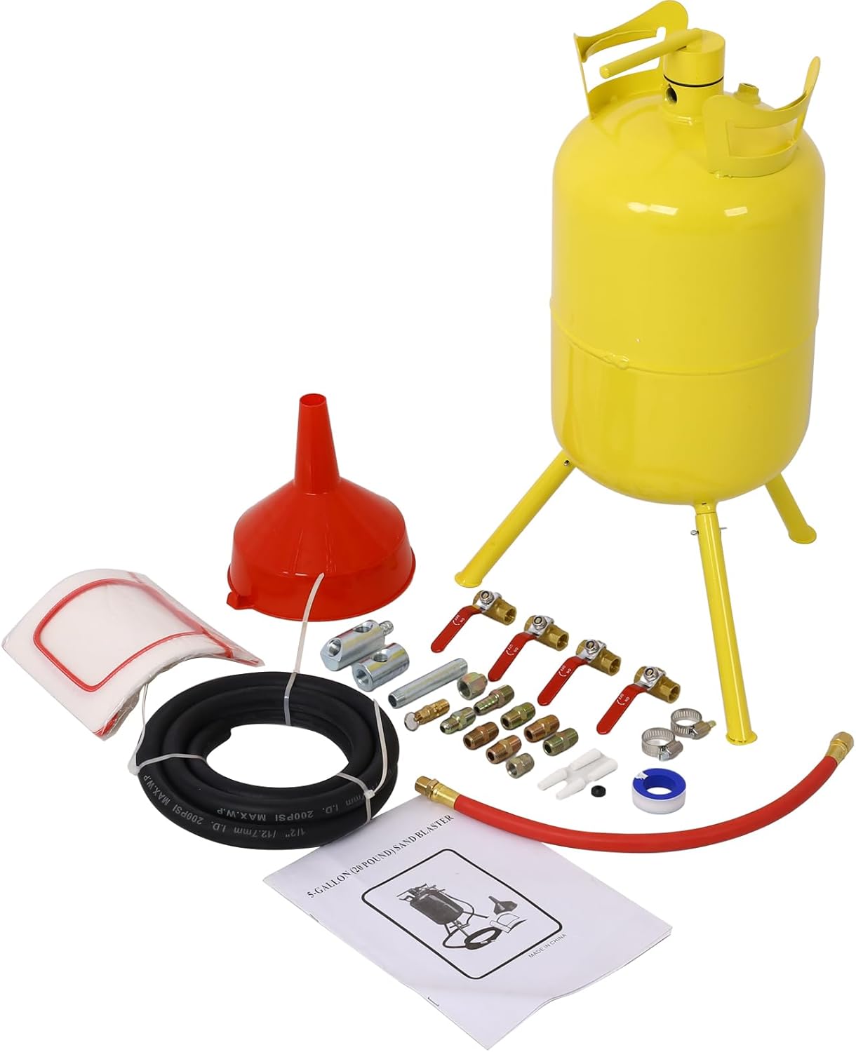 Portable 5-Gallon Air Sand Blaster Kit,Sandblaster-High-Density Abrasive Blasting Tank w/Blast Gun, 30% Stronger Pressure System,5 lbs Capacity for Fast Rust/Paint Removal - Safety Valve Included