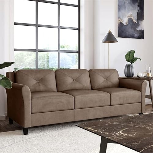 Bowery Hill Microfiber Sofa Couch In Brown #TOP1