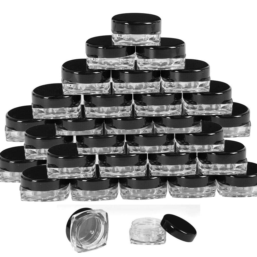 SHREE MAHA 48pcs 5grams PS Acrylic Jars Transparent with Black Cap Cosmetics Container for Creams,Lip Balm, Body Butter, Essential oil, Costemic, Makeup Use-image-21