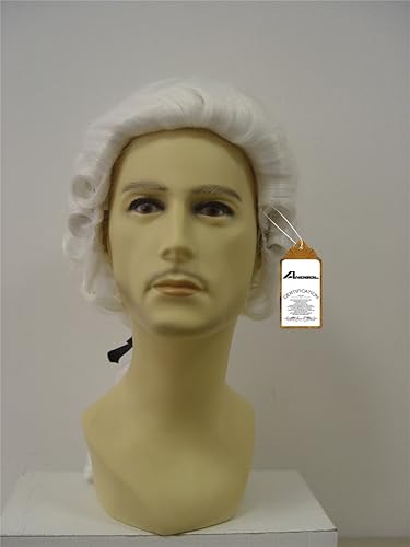 Miniatura 4 de Anogol Peluca de cabello y gorra color blanco rizada colonial para cosplay peluca sintética para hombres peluca de cosplay blanca peluca de