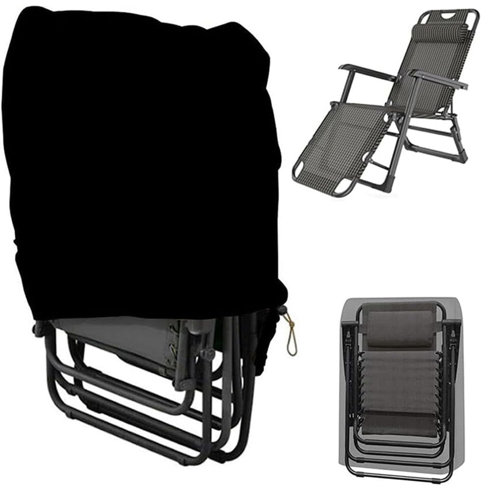 210D Oxford Garden Folding Sunbed Cover Waterproof Anti-UV Windproof,Sun Lounger Cover,Outdoor Folding Rattan Sun Lounger Covers for Outdoor Folding Daybed(Size:71x20x34/110cm,Color:Black 210D)