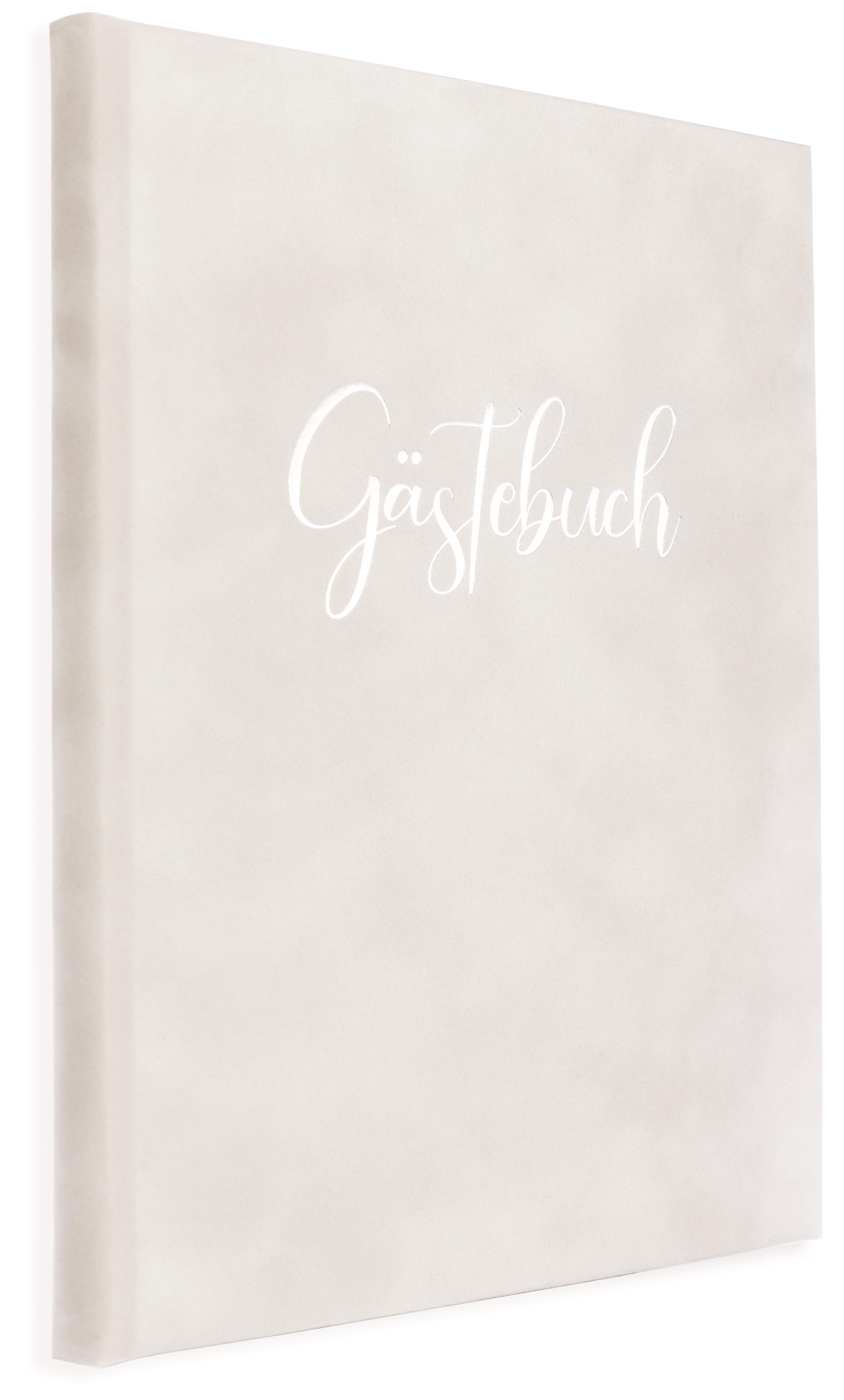 Gästebuch aus Samt in hellem Grau zur Hochzeit, Taufe, Geburtstag, Konfirmation, Ferienwohnung, UVM. 23 x 18 cm, 124 Seiten