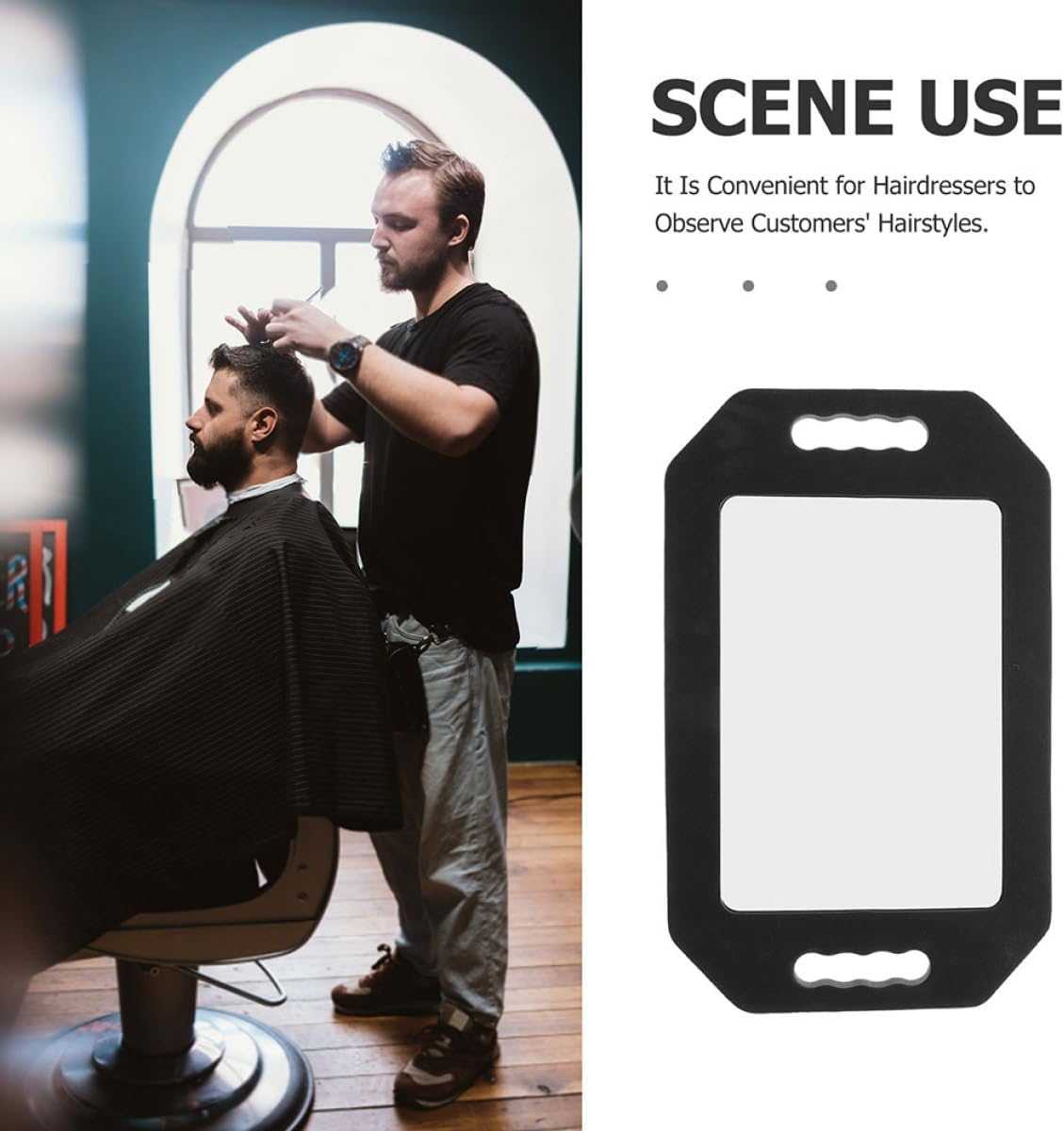 2pcs Handheld Foam Cushion Rectangular Mirrors with Double Handle Large Unbreakable Portable Mirrors for Hair Salon Barbershop Self Barber and Styling Use