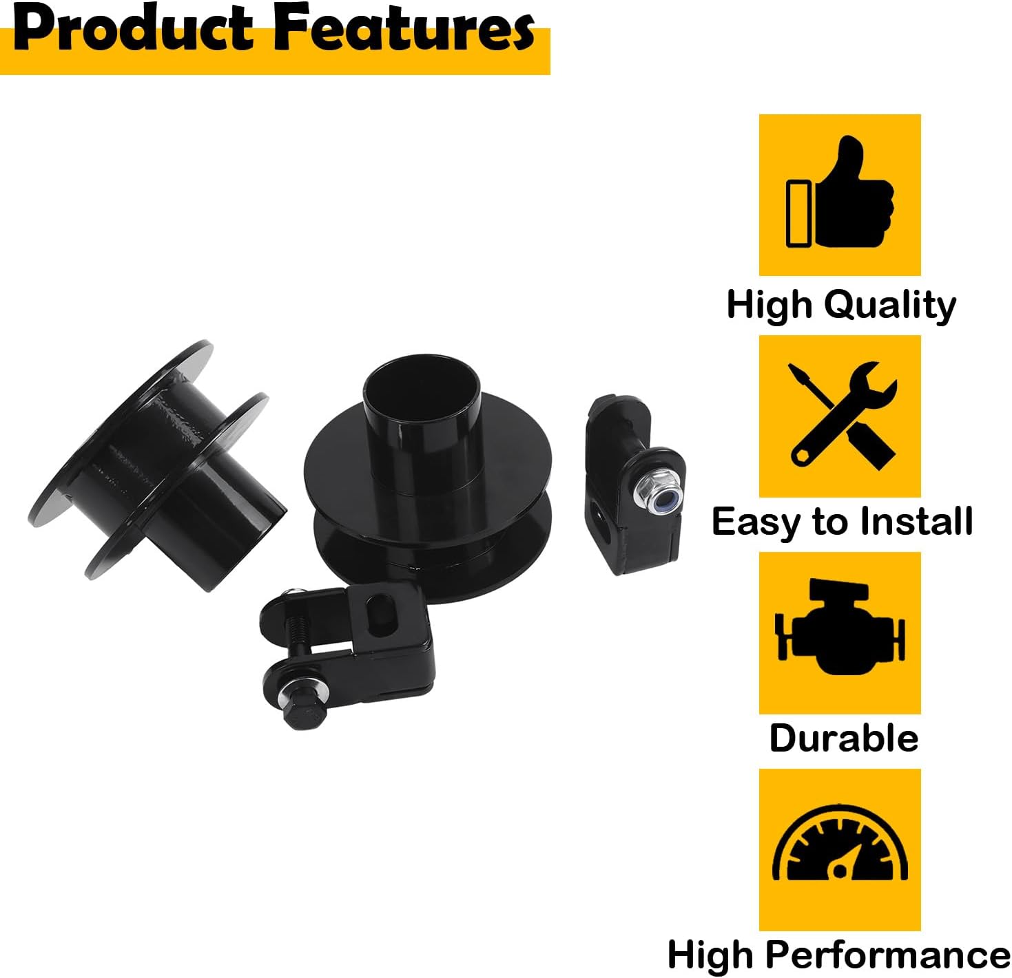 2" Front Leveling Kit Compatible with 2005-2023 Ford F250/F350 Super Duty 4WD, Heavy-Duty Steel Coil Spring Spacers & Shock Extenders