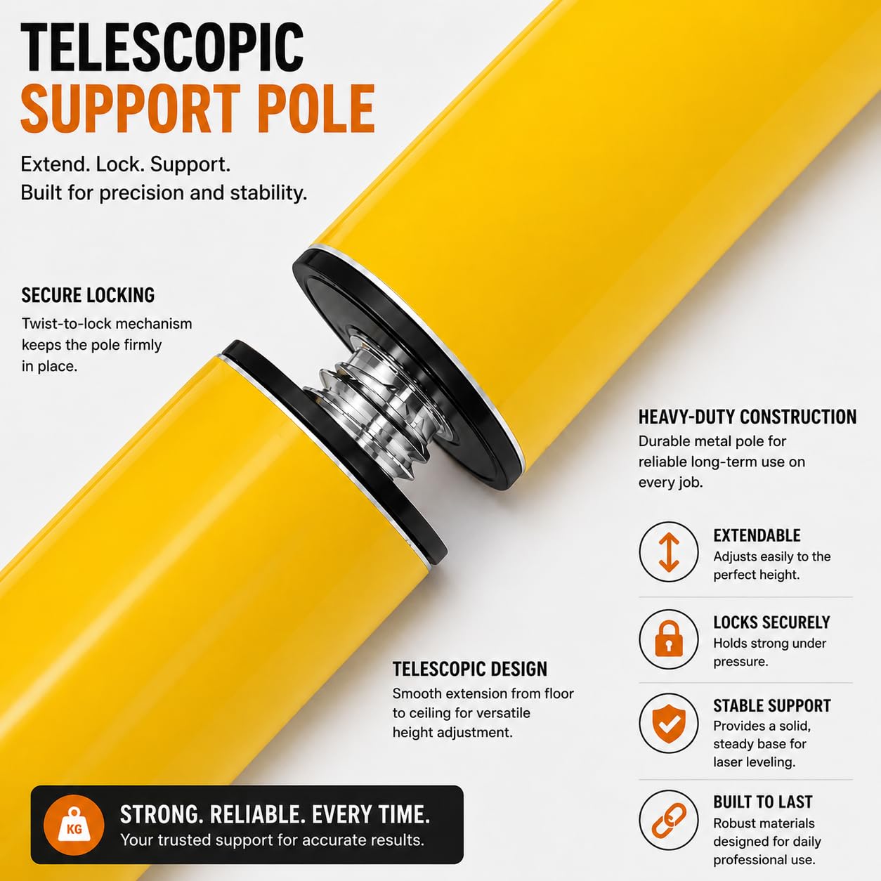 Poste telescópico de nivel láser TOPWAY 4.2M Poste láser de piso a techo