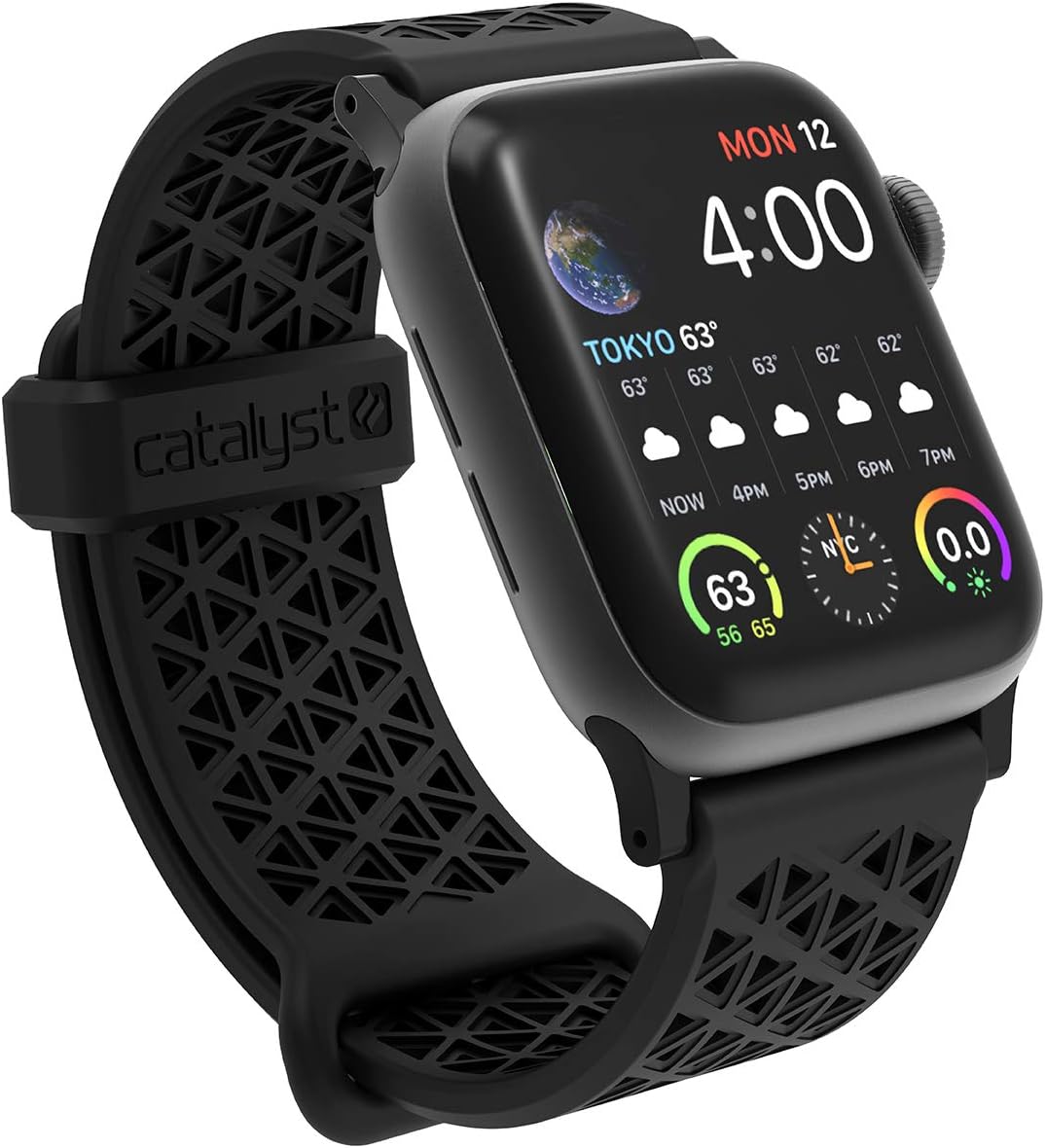 Catalyst compatible with Apple Watch Band 40mm 38mm, Breathable Silicone Sport Replacement Wrist Band Compatible for iWatch/Apple Watch Series 5/4/3/2/1 Stealth black