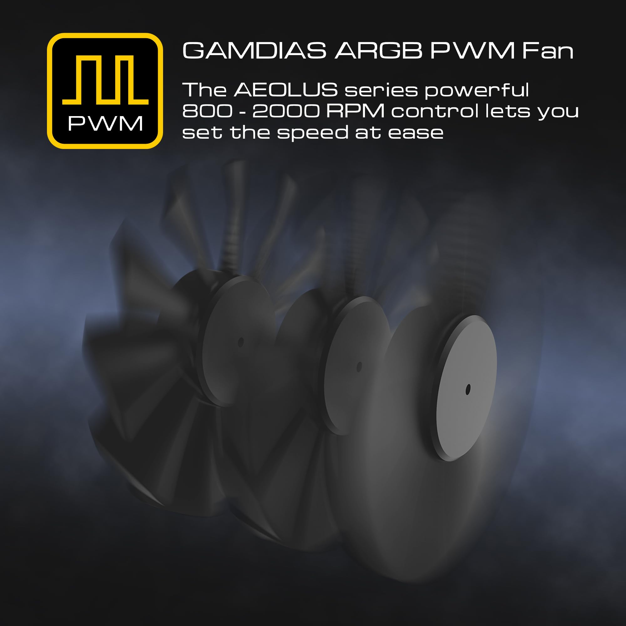 GAMDIAS Ventiladores ARGB de 120 mm, ventilador de carcasa de computadora, control PWM, compatible con sincronización de placa base, control remoto y caja de control, 55 efectos de luz integrados,