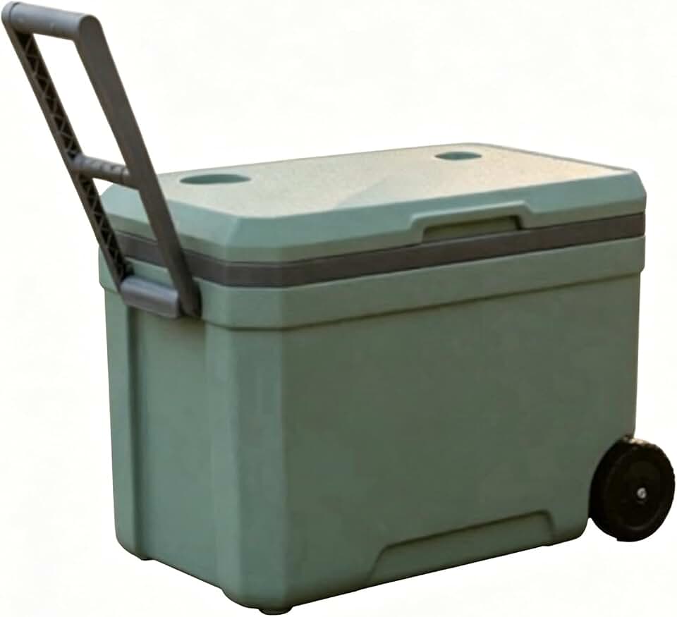 Cooler Capim 45 Litros com Rodinhas e Alça Caixa Térmica Grande Vedação Trava Segurança para Praia, Churrasco, Camping e Eventos