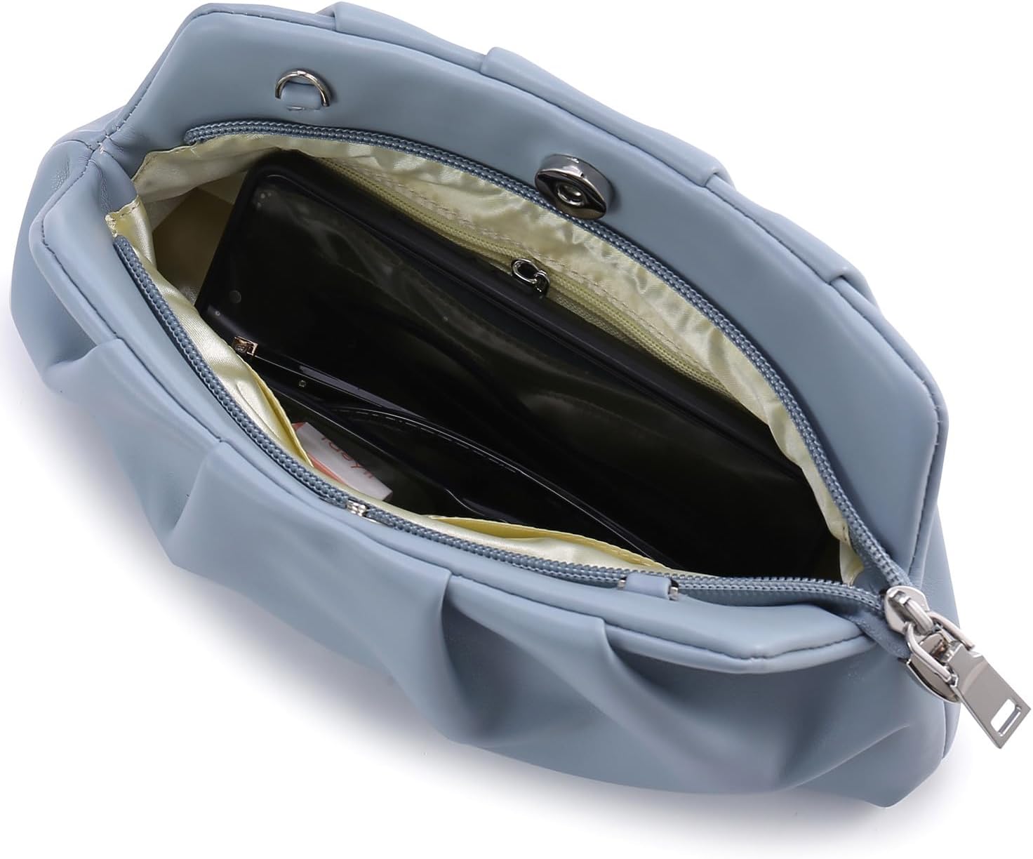 Evening Bag for Women Ruched Clutch Purse Detachable Metal Chain Crossbody Bag - Image 5