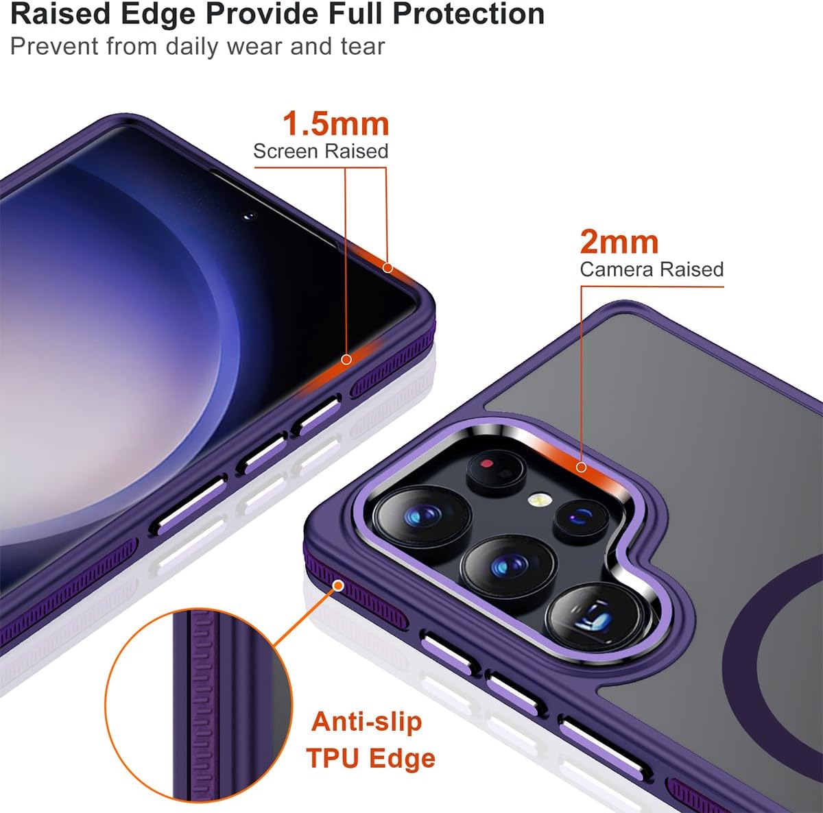 for Samsung Galaxy S25 Ultra Case Compatible with Magsafe, Shockproof S25 Ultra Phone Case, Slim Translucent Cover Magnetic Case for Galaxy S25 Ultra, Enhanced Grip Technology (Dark Purple) - Image 4